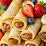 Crêpes roulées confiture lait fruits pyramide spectaculaire colorée