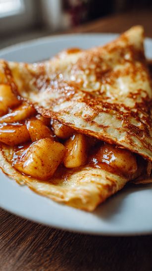 Crépiau aux pommes crêpe épaisse moelleuse dorée pommes caramélisées