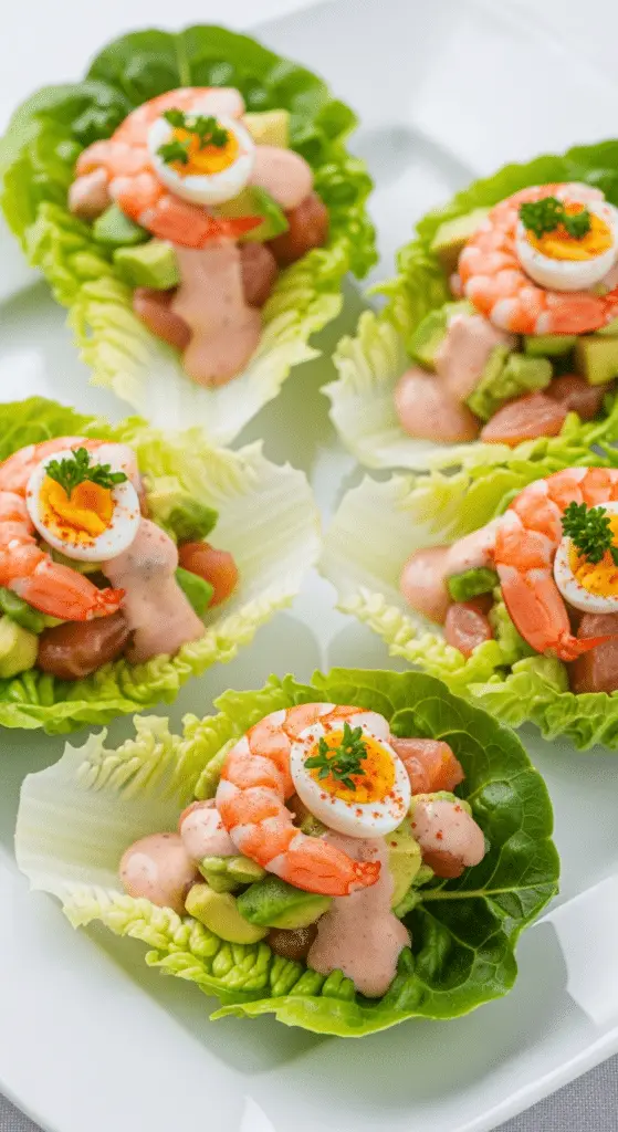 Dressage élégant coupelles laitue garniture saumon avocat œufs caille