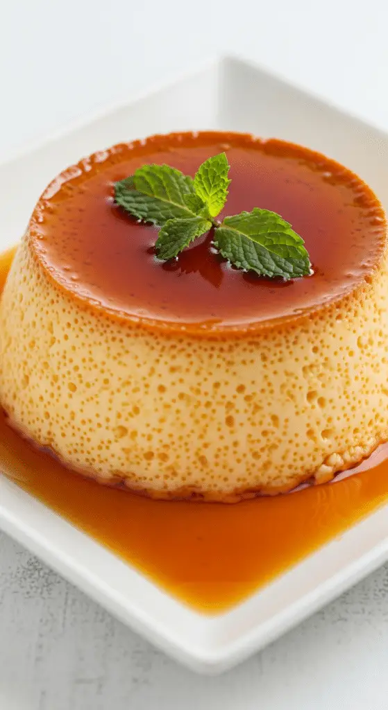 Flan sans pâte ultra fondant texture veloutée crémeuse dorée