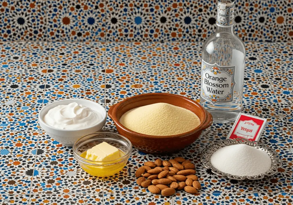 Ingrédients basboussa yaourt fleur oranger orientaux authentiques