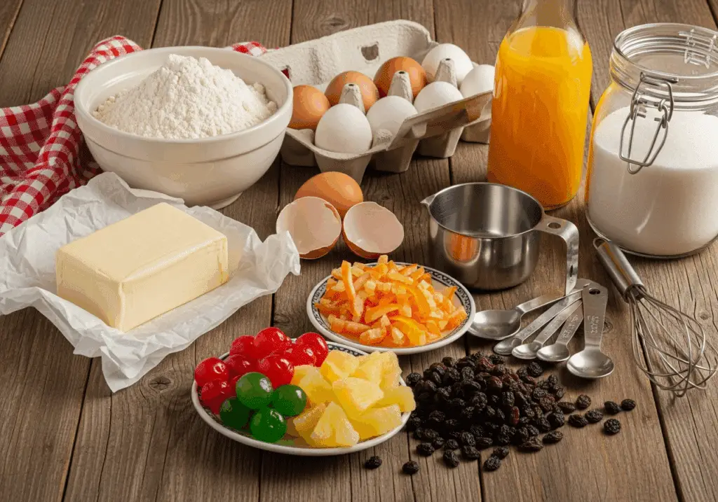 Ingrédients brioche Noël fruits confits frais colorés festifs qualité