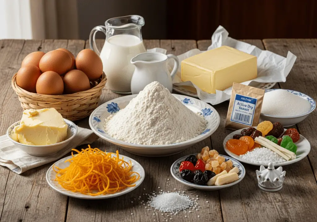 Ingrédients brioche rois provençale traditionnels qualité premium