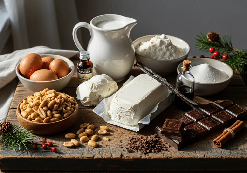 Ingrédients bûche cacahuètes caramel vanille frais qualité Noël