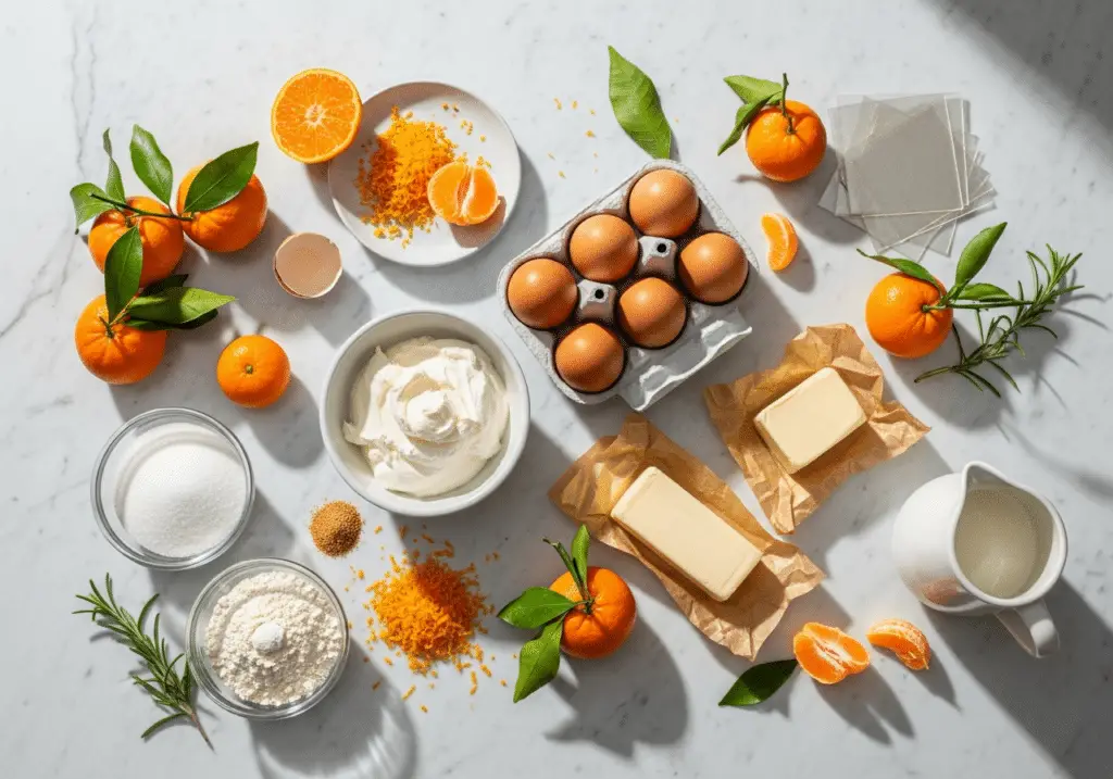 Ingrédients bûche clémentine agrumes frais qualité premium hiver