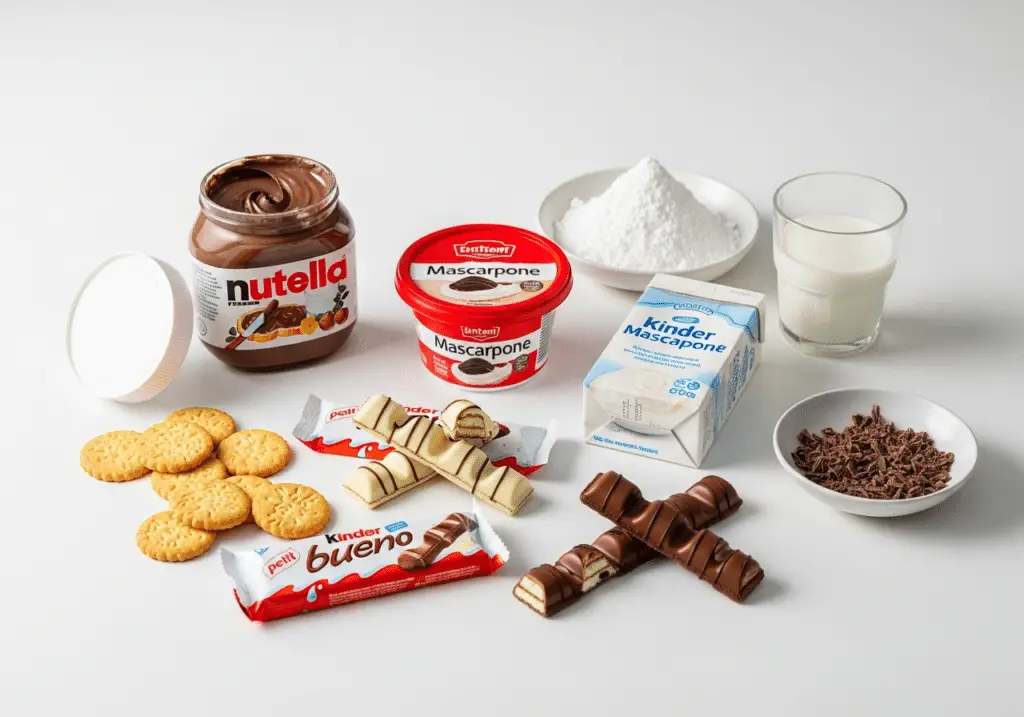 Ingrédients bûche Kinder Bueno sans cuisson simples accessibles