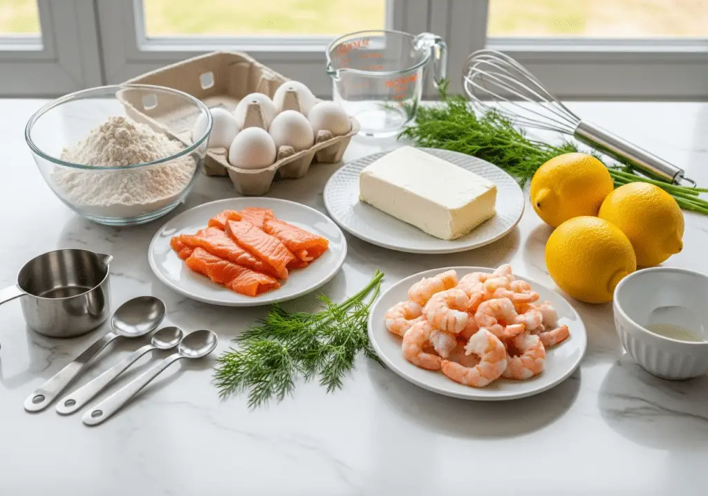 Ingrédients bûche salée Noël crevettes saumon frais qualité premium