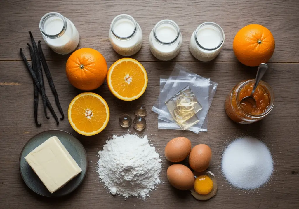 Ingrédients bûche vanille orange frais qualité premium