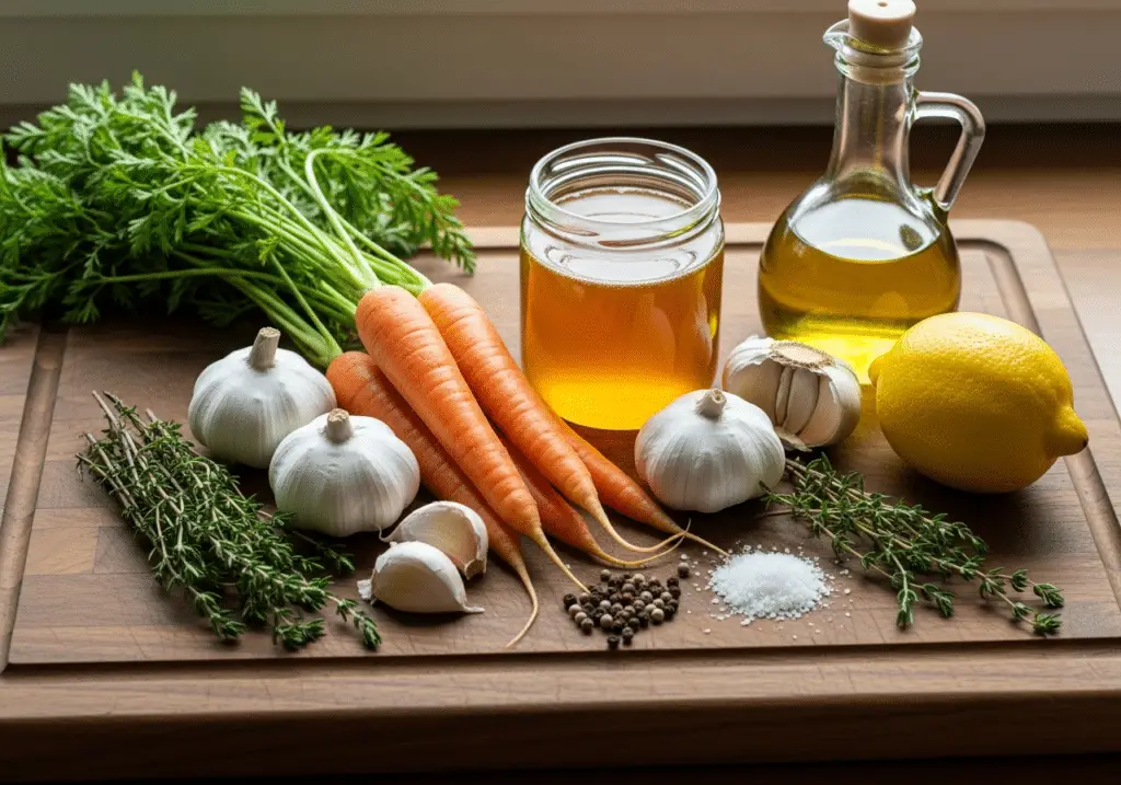 Ingrédients carottes rôties miel ail frais simples qualité