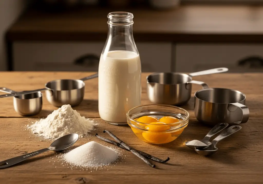 Ingrédients crème pâtissière 100% maison simples essentiels