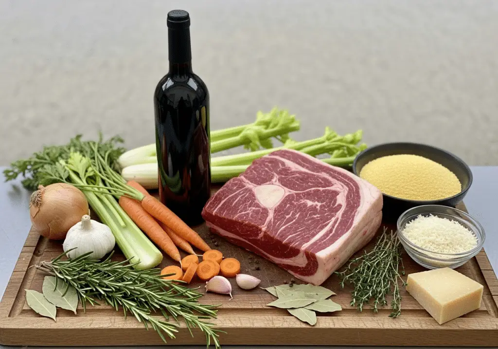 Ingrédients effiloché bœuf polenta qualité italien authentique tradition