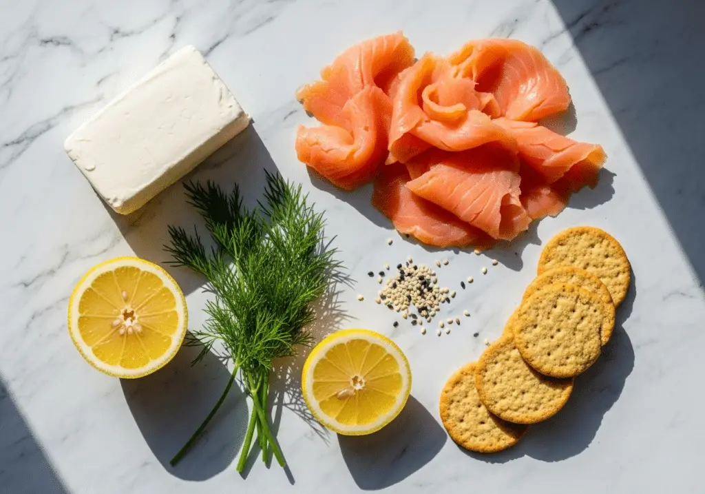 Ingrédients mini dômes crème fromage saumon frais élégants raffinés