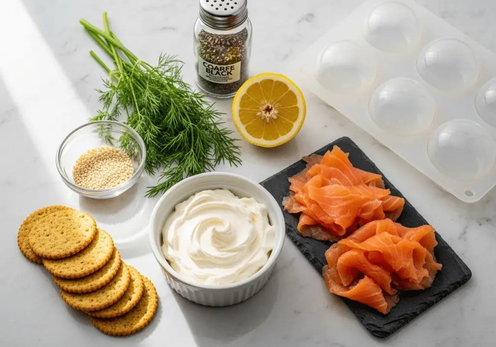 Ingrédients mini dômes crème fromage saumon simples qualité