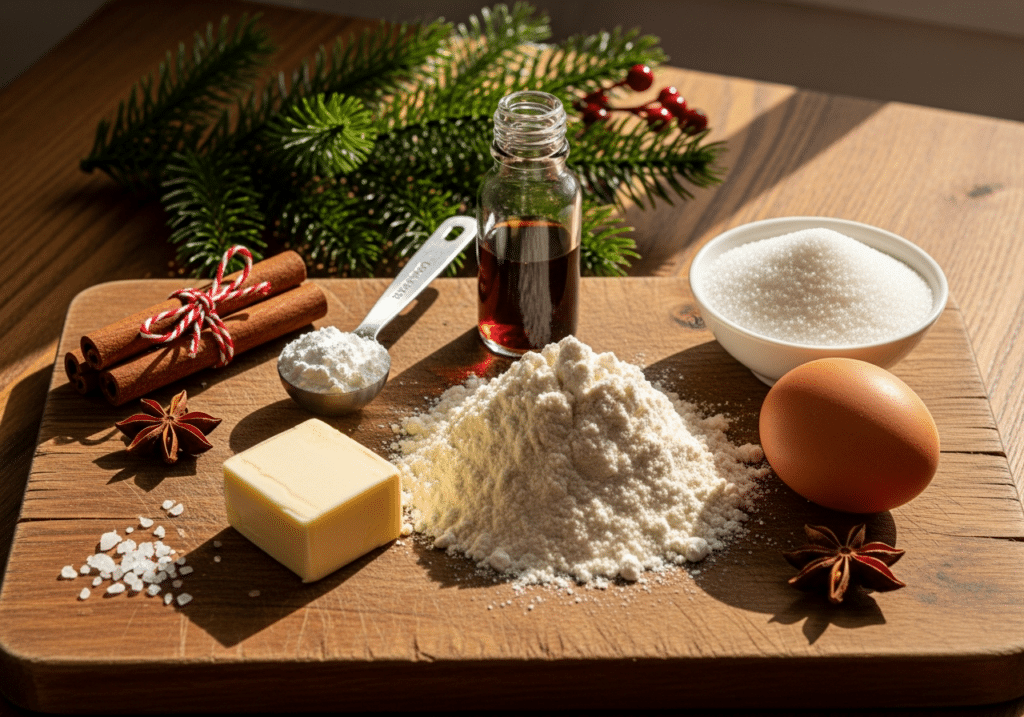 Ingrédients pâte sablée biscuits Noël simples accessibles festifs