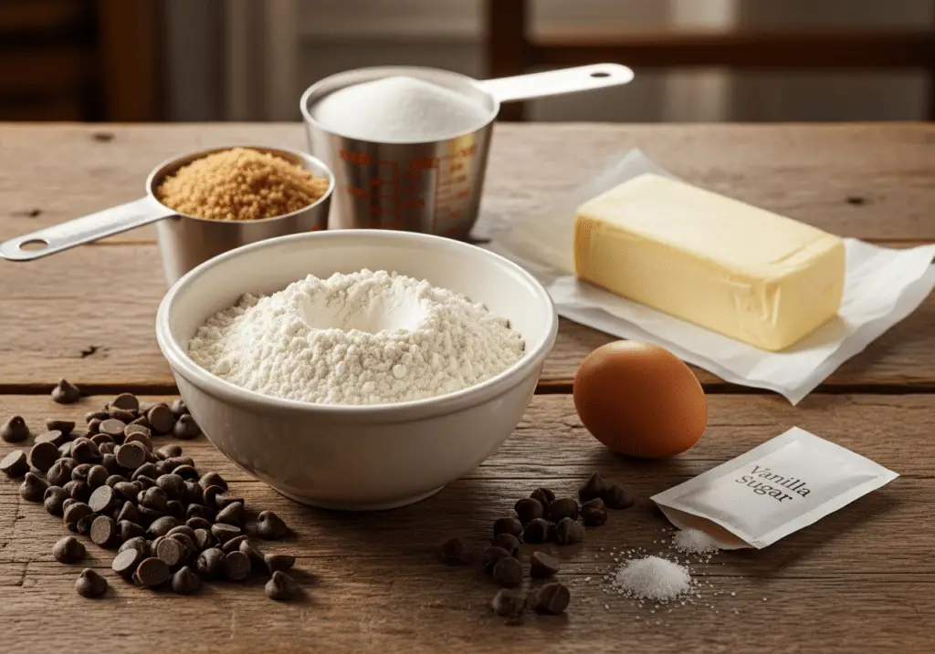 Ingrédients petits sablés pépites chocolat simples qualité