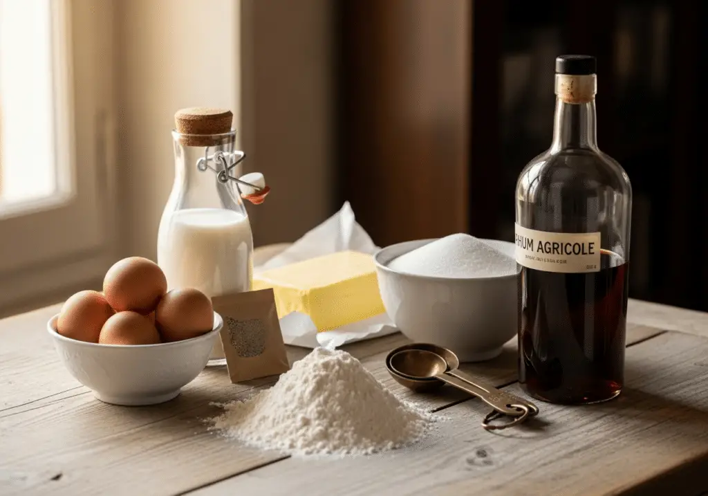 Ingrédients recette baba rhum classique français traditionnels