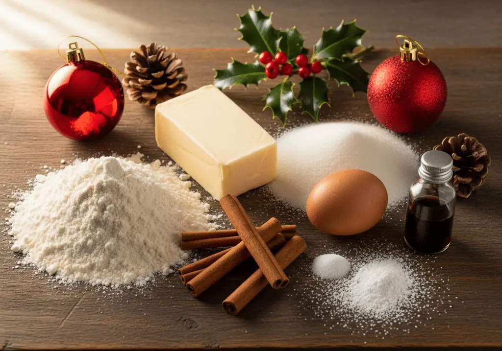 Ingrédients sablés Noël cannelle simples accessibles festifs parfumés