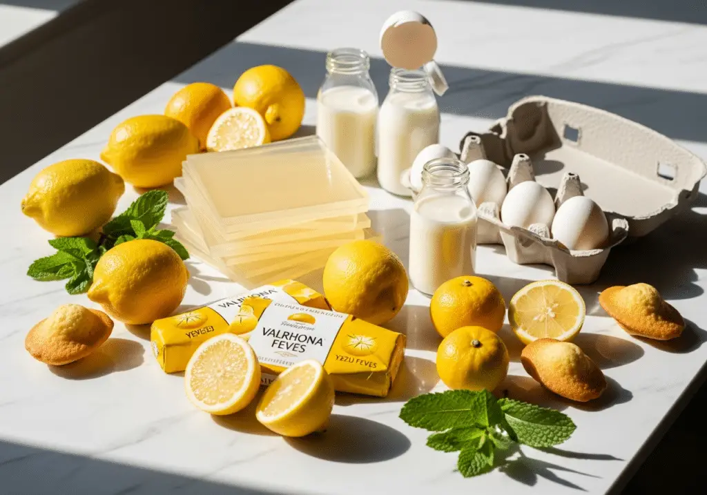 Ingrédients trompe-l'œil citron yuzu premium haute pâtisserie