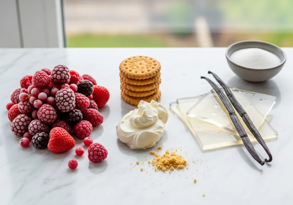 Ingrédients verrines mousse fruits rouges frais qualité été