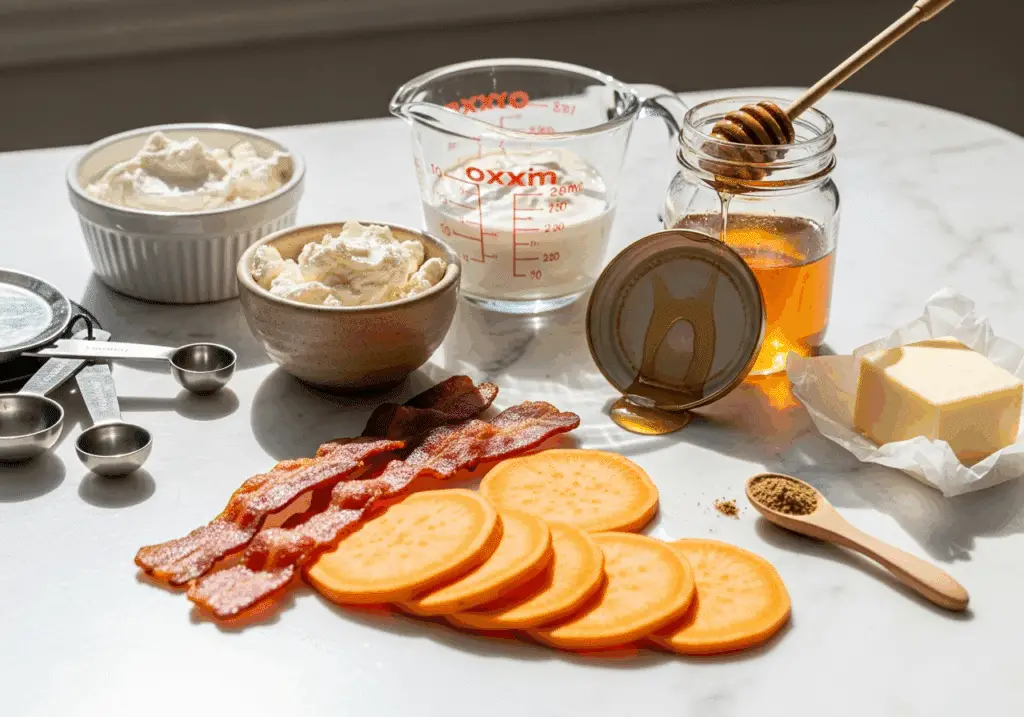 Ingrédients verrines mousse patate douce bacon frais qualité premium