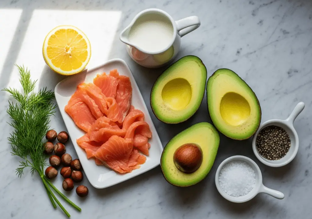 Ingrédients verrines saumon fumé avocat frais qualité premium