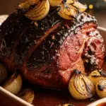 Jambon bière brune oignons caramélisés sauce maltée généreuse