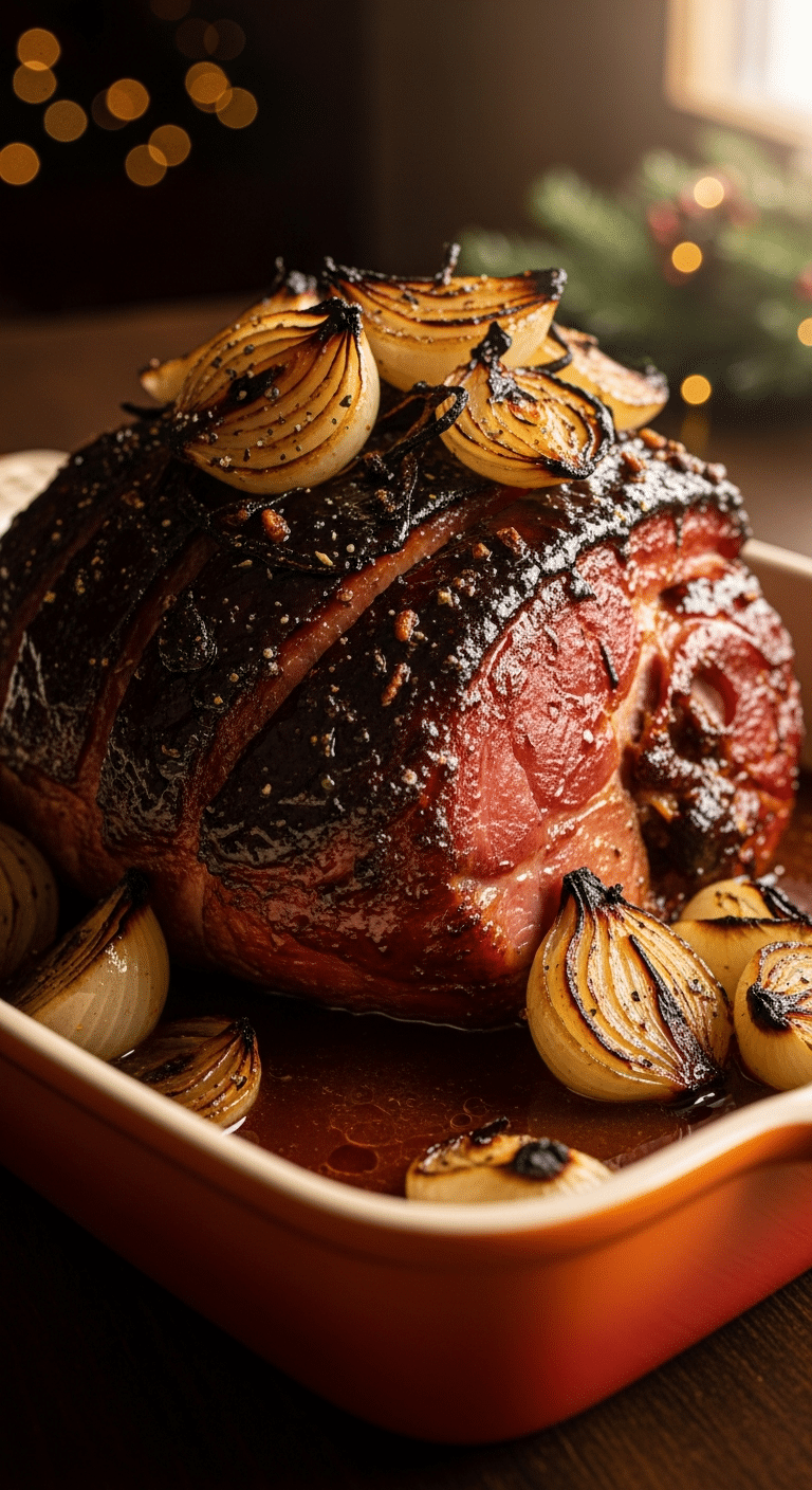 Jambon bière brune oignons caramélisés sauce maltée généreuse