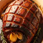 Jambon de Noël sirop érable whisky glacé brillant caramélisé doré festif