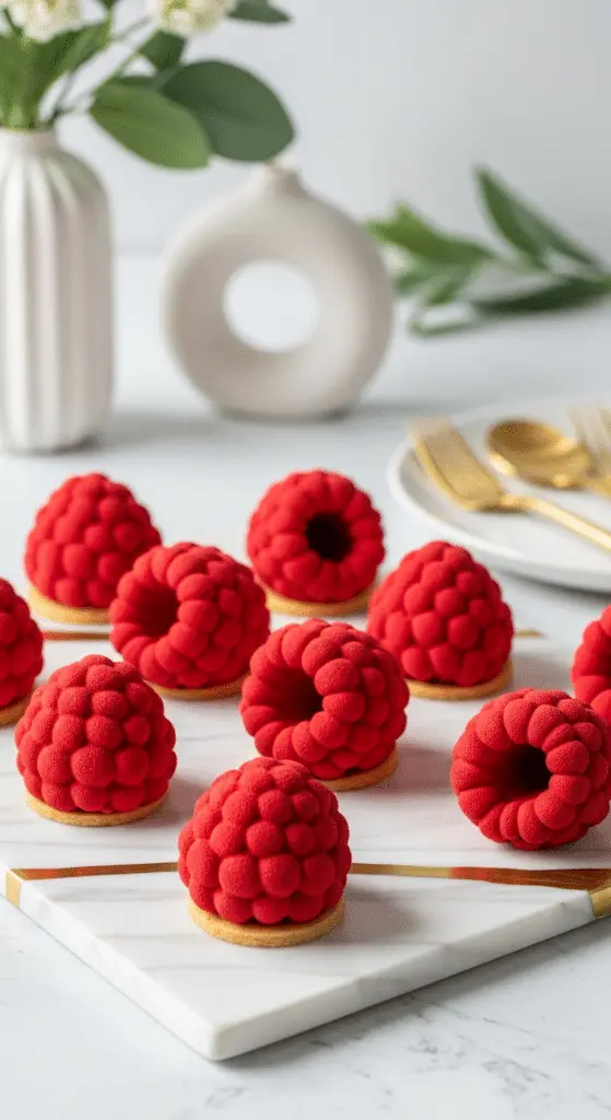 Meilleure recette trompe-l'œil framboise réaliste Valrhona spectaculaire