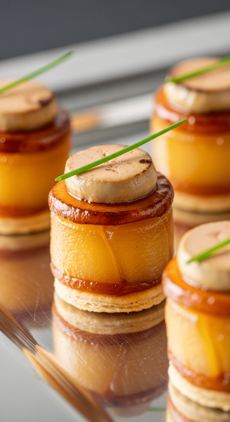 Mini Tatin pommes foie gras Noël élégante sophistiquée gastronomique