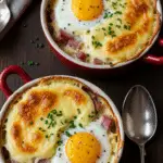 Œufs cocotte gratinés jambon fromage doré crémeux parfait
