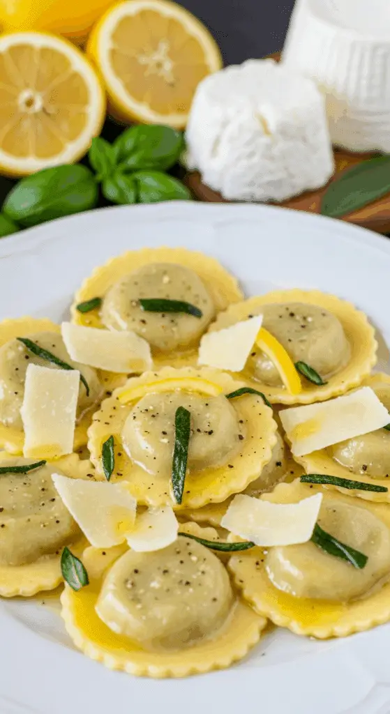 Raviolis maison pâte fraîche sauce beurre sauge élégante italienne