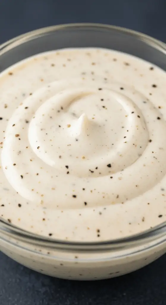 Sauce Caesar crémeuse maison bowl verre texture onctueuse ingrédients