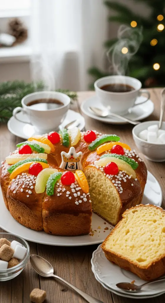 Service élégant brioche rois provençale tranche moelleuse texture