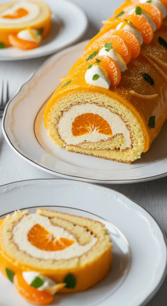 Service bûche clémentine tranches couches visibles élégant Noël