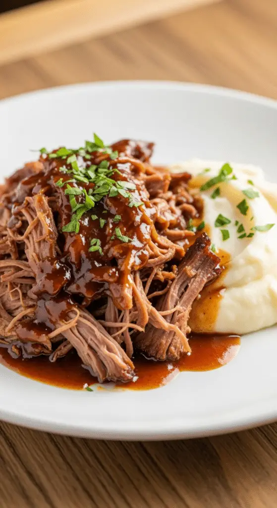 Service élégant cochon confit fond bouche purée crémeuse