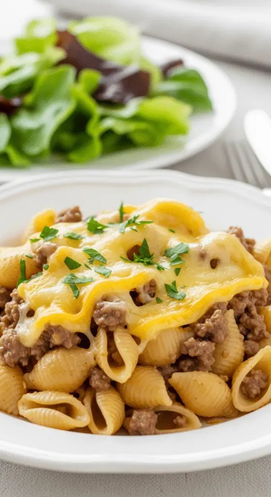 Service coquillettes viande hachée raclette portion généreuse accompagnement