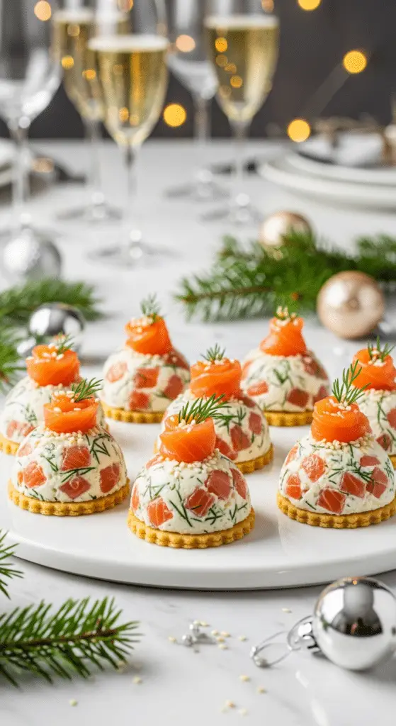 Service élégant mini dômes crème fromage saumon plateau festif