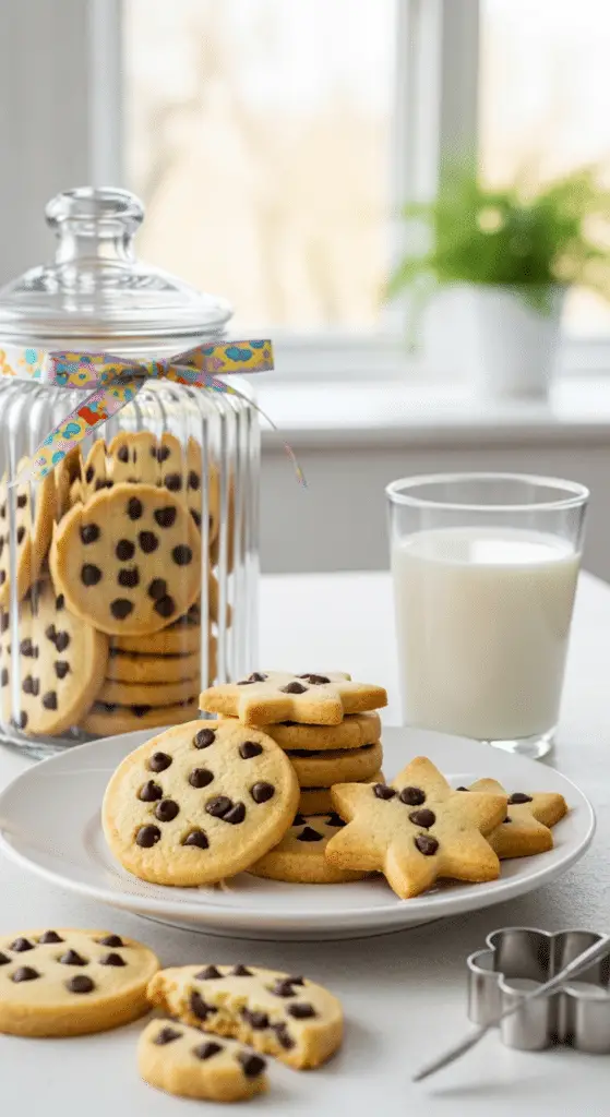 Service petits sablés pépites chocolat bocal élégant lait goûter