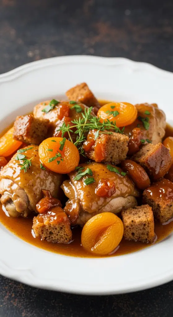 Service poulet mijoté semoule couscous herbes présentation élégante