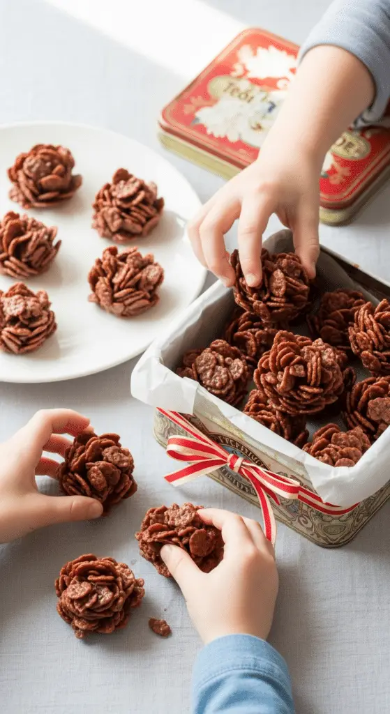 Service roses sables boîte vintage ruban enfants gourmandise familiale