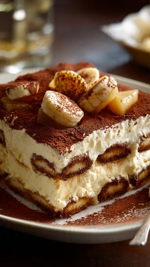 Tiramisu chocolat poires couches mascarpone ganache fruits élégant