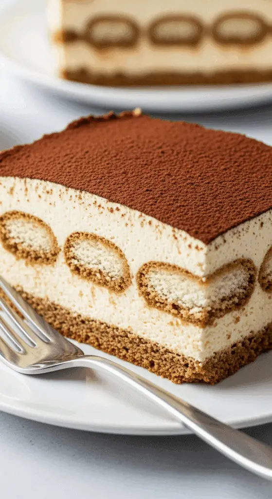 Tiramisu sans œufs couches distinctes mascarpone café cacao poudre
