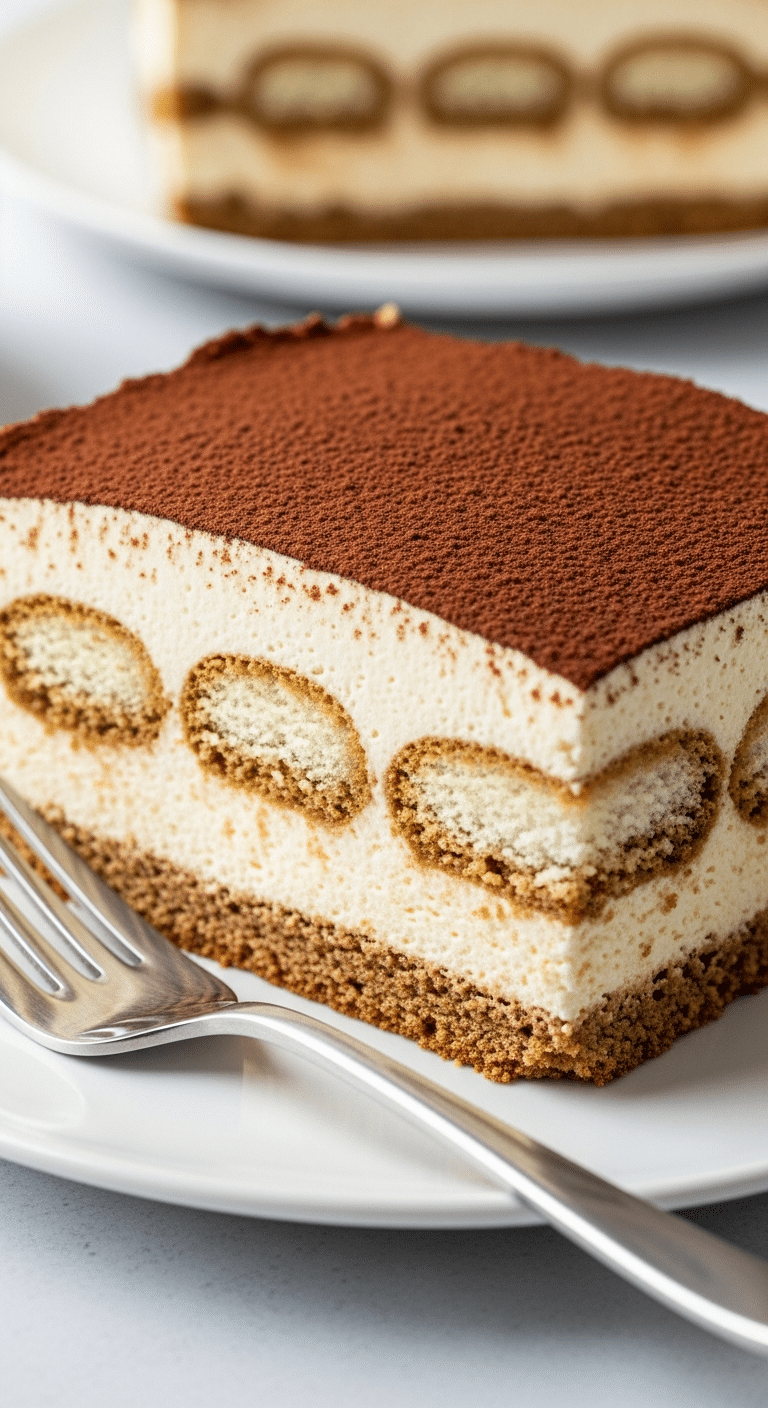 Tiramisu sans œufs couches distinctes mascarpone café cacao poudre