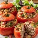 Tomates farcies bœuf jambon dorées traditionnelles françaises rustiques