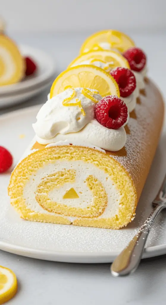 Tranche bûche citron mascarpone délice Noël spirale crème élégante