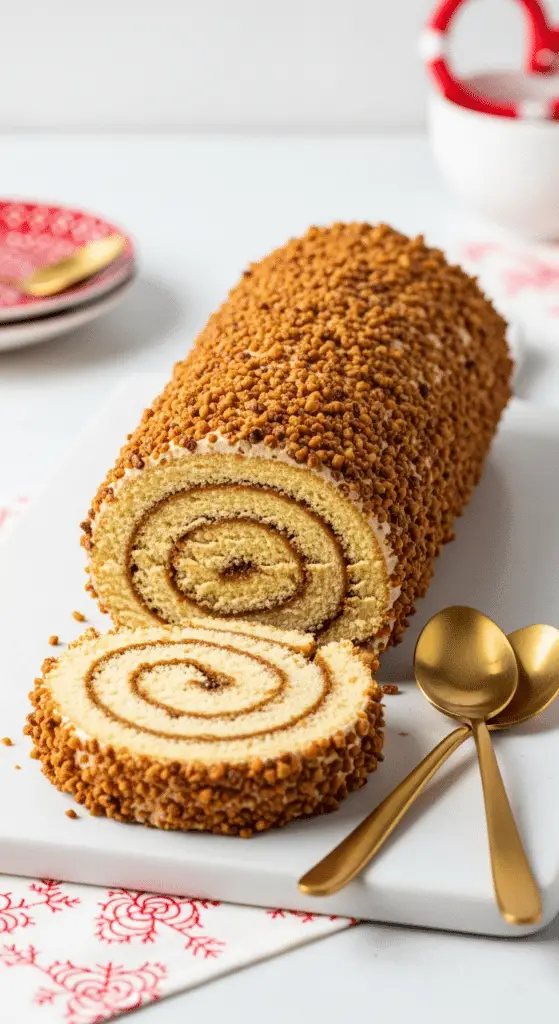 Tranche bûche moka café spirale crème visible élégante parisienne