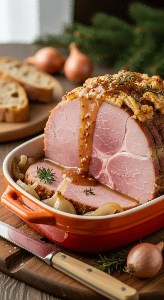 tranche jambon au vin blanc échalotes herbes de Provence