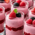 Verrines mousse fruits rouges couches colorées élégantes fraîches