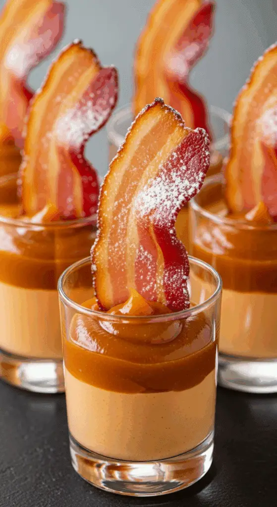 Verrines mousse patate douce bacon croustillant élégantes raffinées